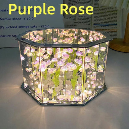 New DIY Tulip Mirror Cube Lamp Three-Dimensional Nightlight Material Package Handmade Craft Birthday Gifts Led Tulip Night Light