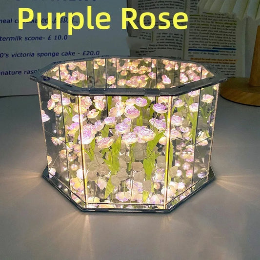 New DIY Tulip Mirror Cube Lamp Three-Dimensional Nightlight Material Package Handmade Craft Birthday Gifts Led Tulip Night Light