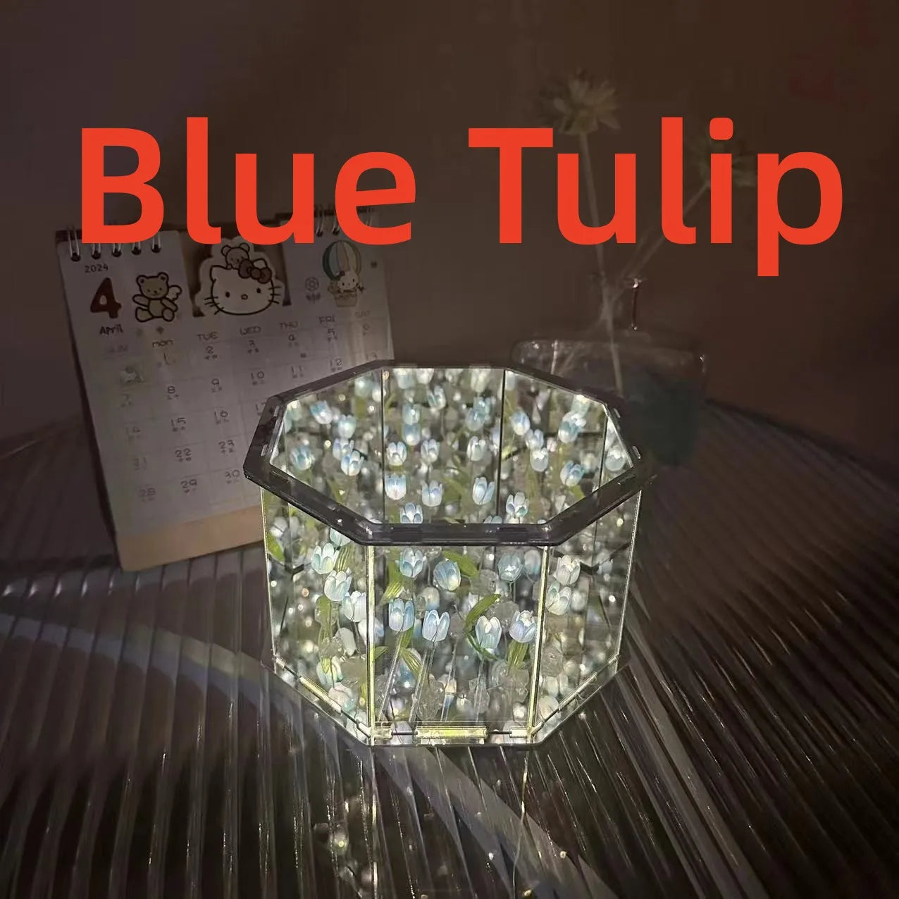 New DIY Tulip Mirror Cube Lamp Three-Dimensional Nightlight Material Package Handmade Craft Birthday Gifts Led Tulip Night Light
